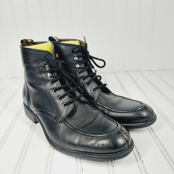 Black Brown 1826 Henry Bartlett Black Leather Lace Up Ankle Casual Boots A 43 - Picture 4 of 13